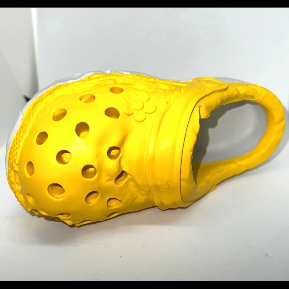 Large Yellow Natural Rubber Dog Chew Toy Slipper |‎ Treat Dispenser | 6x3 in